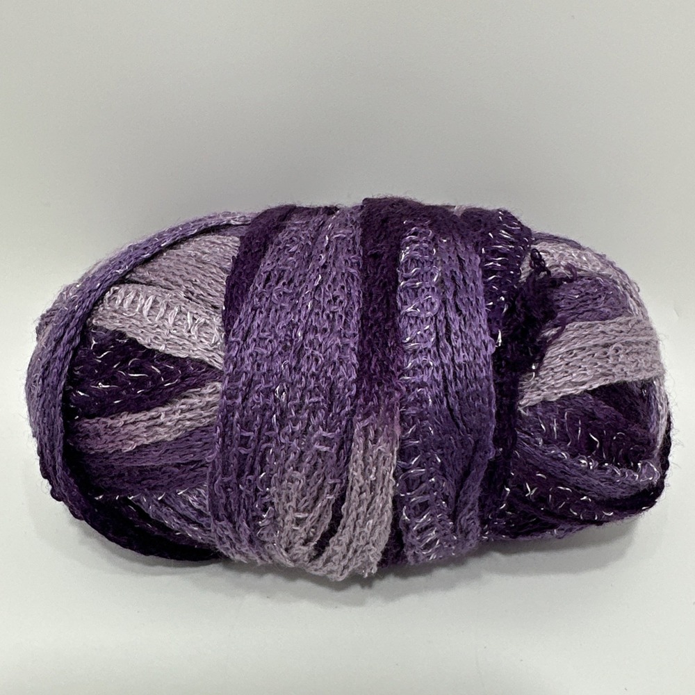 Premier Yarns Starbella Sashay Ruffle Yarn Purple Lavender Glitter 3.5oz Skein